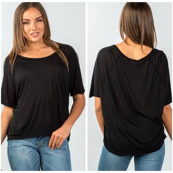 Luxe Label Tops - CLASSIC RELAXED TEE in BLACK